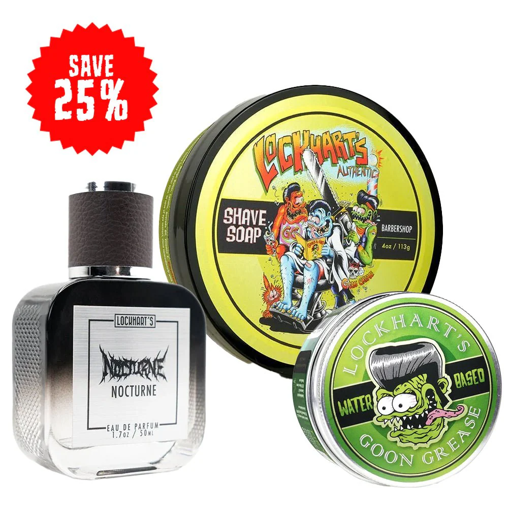 Nocturne Trio Bundle - Nocturne EDP, Barbershop Shave Soap, Water Based Goon Grease (Copy)